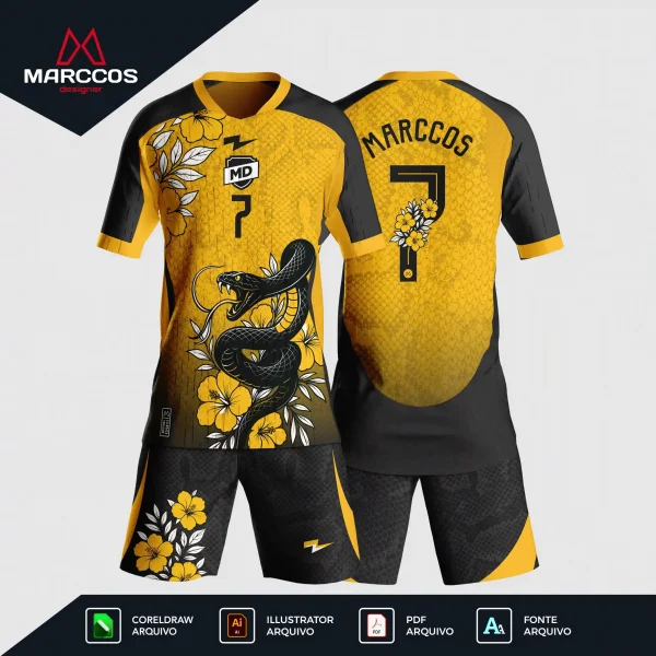 Arte Estampa Vetor Camisa de Interclasse Cobra Serpente Folhas Floral