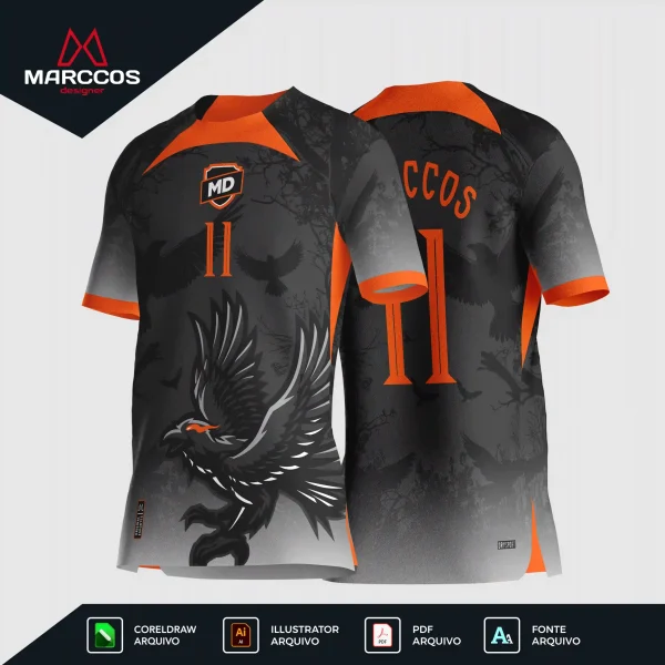 Arte Estampa Vetor Camisa de Interclasse Corvo Floresta
