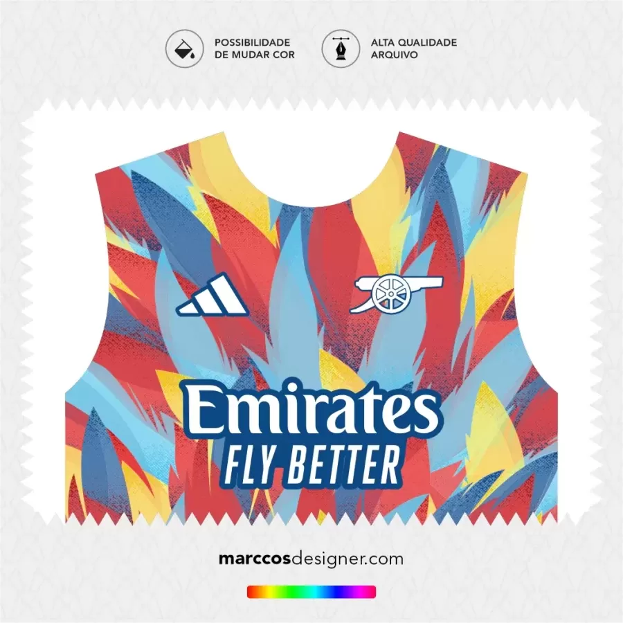 Arte Vetor Camisa Arsenal Pré-Jogo 2025.2026