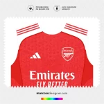 Arte Vetor Camisa Arsenal Titular 2025.2026