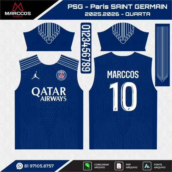 Arte Vetor Quarta Camisa PSG 2025.2026