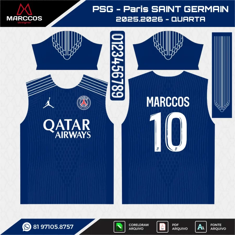 Arte Vetor Quarta Camisa PSG 2025.2026