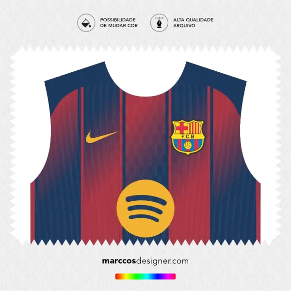Arte Vetor Camisa Barcelona Titular 2025.2026