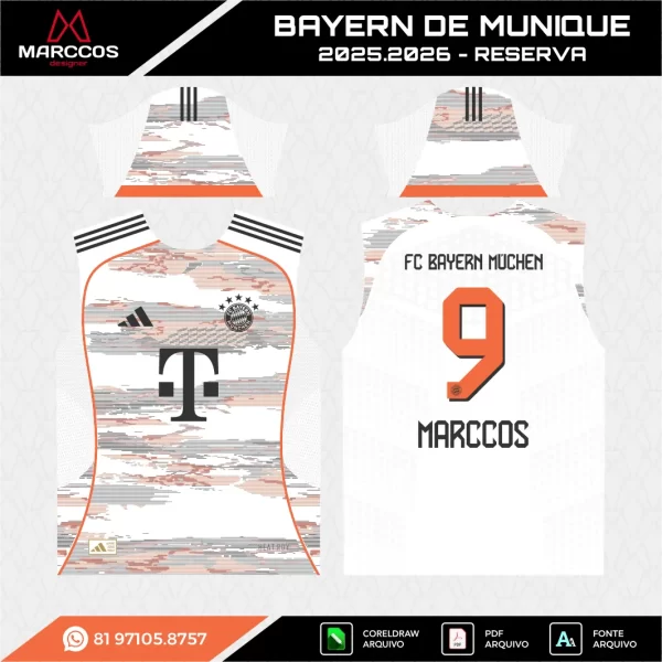 Arte Vetor Camisa Bayern de Munique Reserva 2025.2026