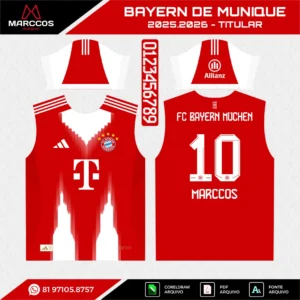 Arte Vetor Camisa Bayern de Munique Titular 2025.2026