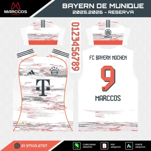 Arte Vetor Camisa Bayern de Munique Reserva 2025.2026