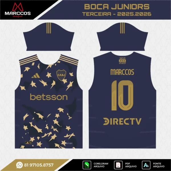 Arte Vetor Terceira Camisa Boca Juniors 2025.2026