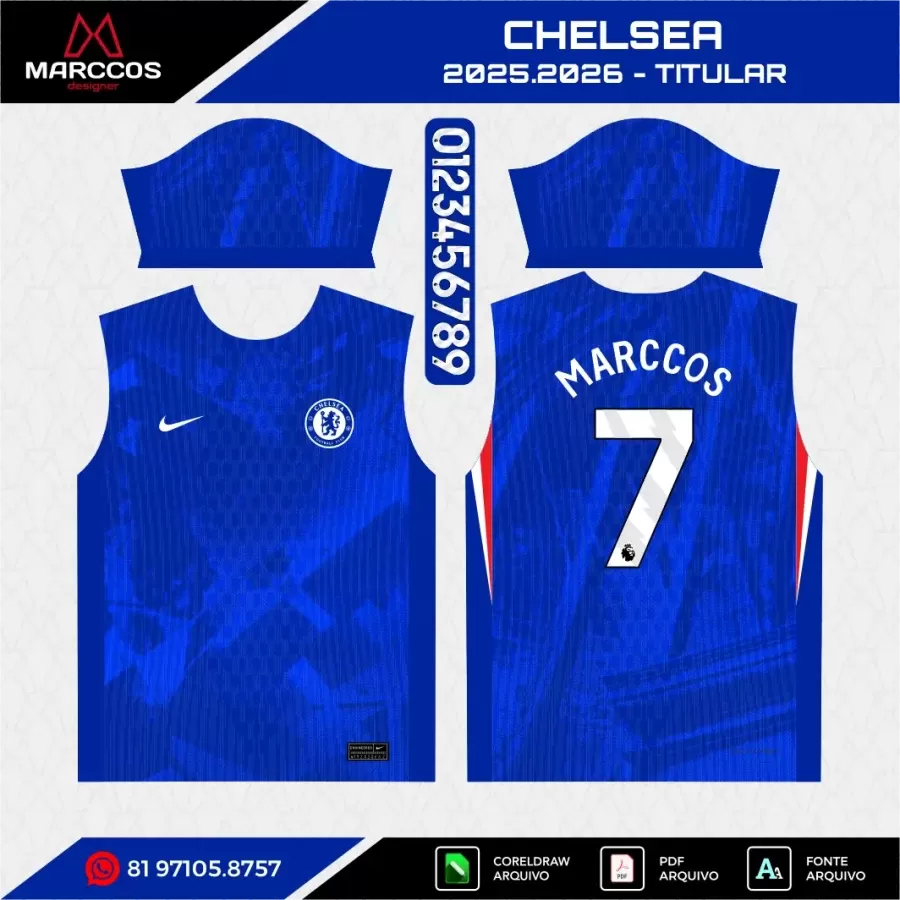 Arte Vetor Camisa Chelsea Titular 2025.2026