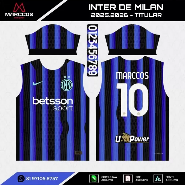 Arte Vetor Camisa Inter de MIlan Titular 2025.2026