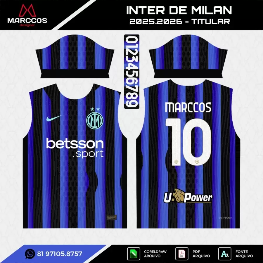 Arte Vetor Camisa Inter de MIlan Titular 2025.2026