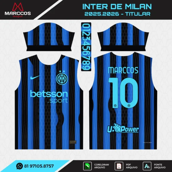 Arte Vetor Camisa Inter de MIlan Titular 2025.2026