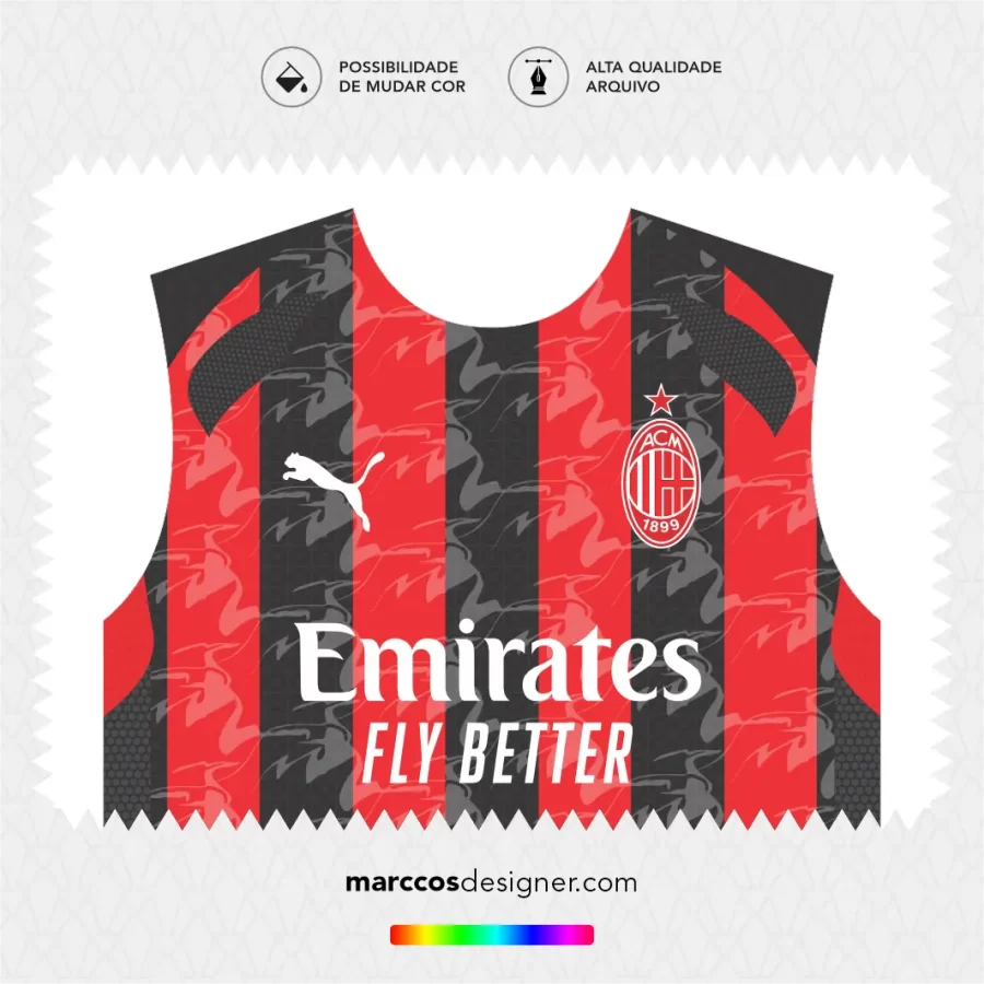 Arte Vetor Camisa Milan Titular 2025.2026