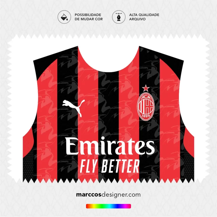 Arte Vetor Camisa Milan Titular 2025.2026