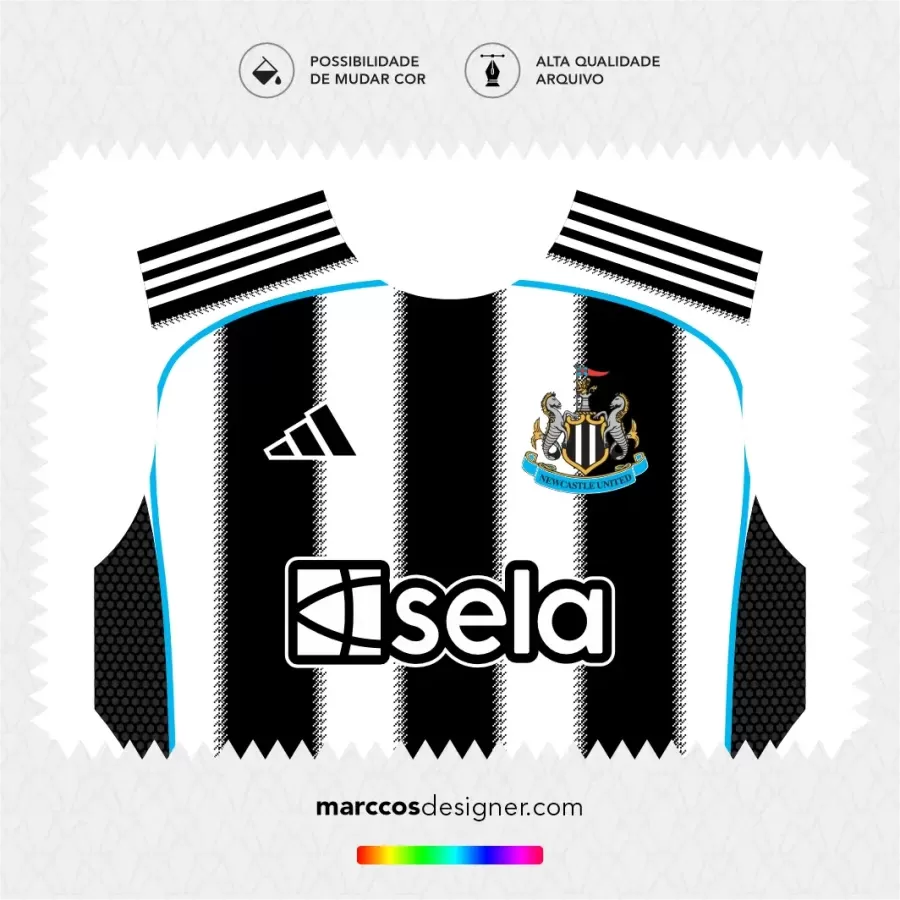 Arte Vetor Camisa Newcastle Titular 2025.2026