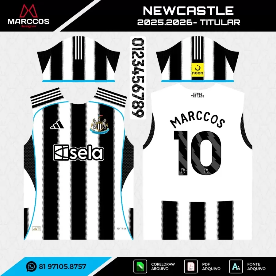 Arte Vetor Camisa Newcastle Titular 2025.2026