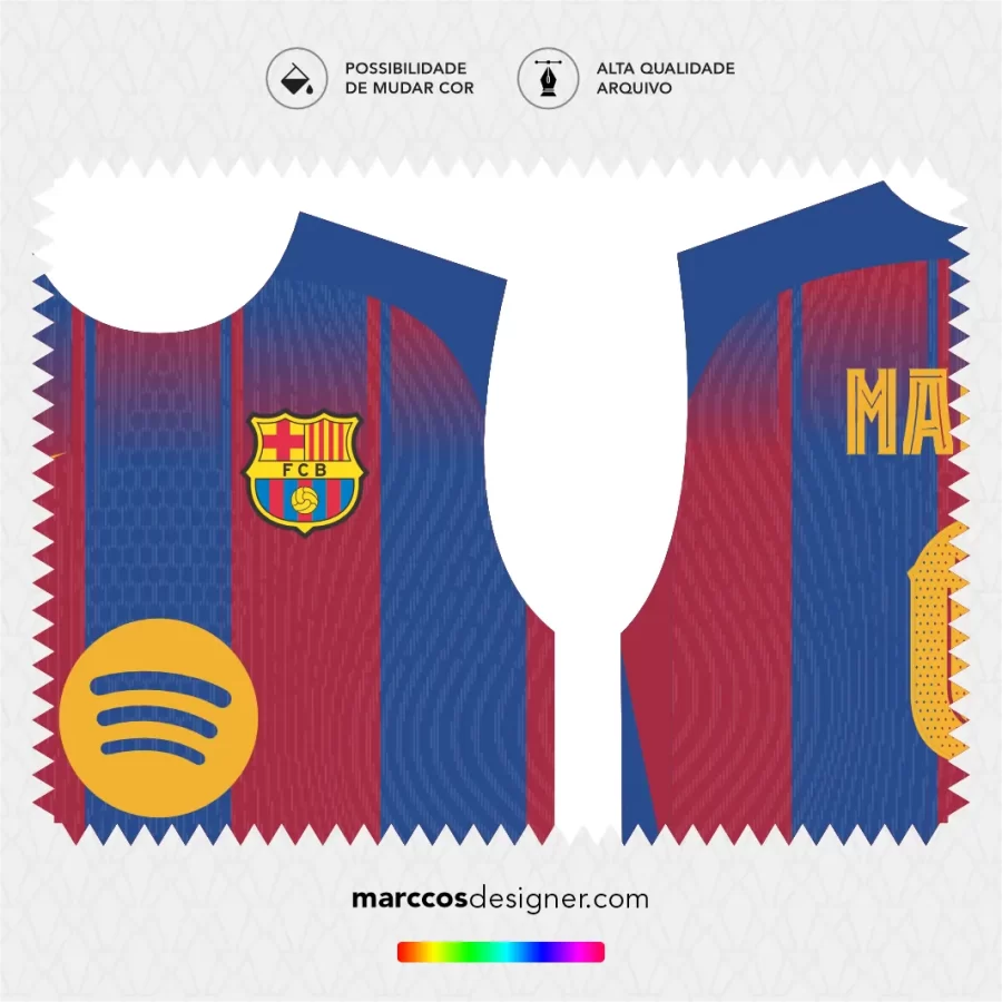 Arte Vetor Camisa Barcelona Titular 2025.2026