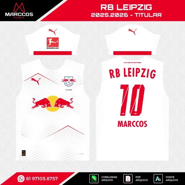 Arte Vetor Camisa RB Leipzig Titular 2025.2026
