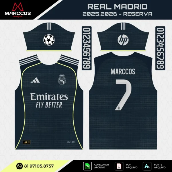Arte Vetor Camisa Real Madrid Reserva 2025.2026
