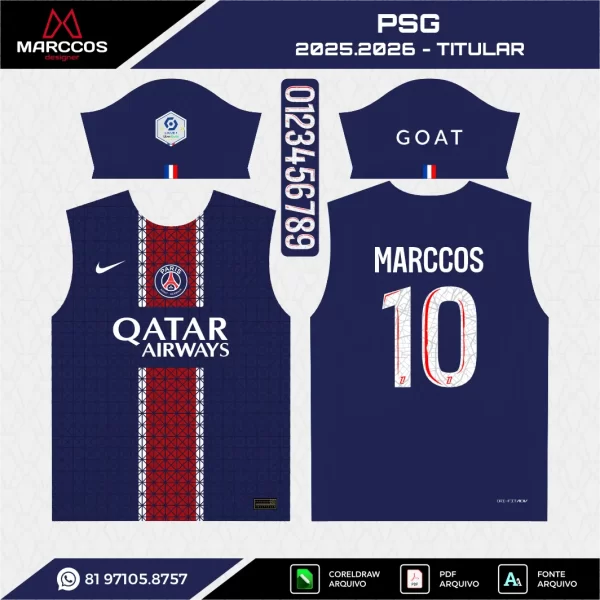 Arte Vetor Camisa PSG Titular 2025.2026