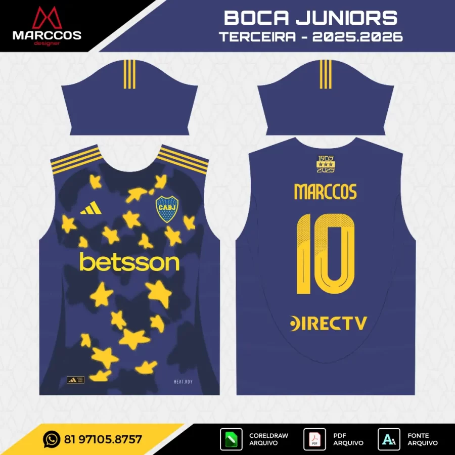 Arte Vetor Terceira Camisa Boca Juniors 2025.2026