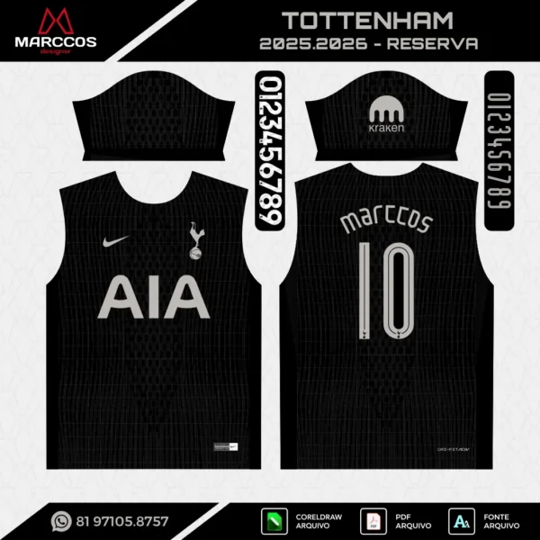 Arte Vetor Camisa Tottenham Reserva 2025.2026