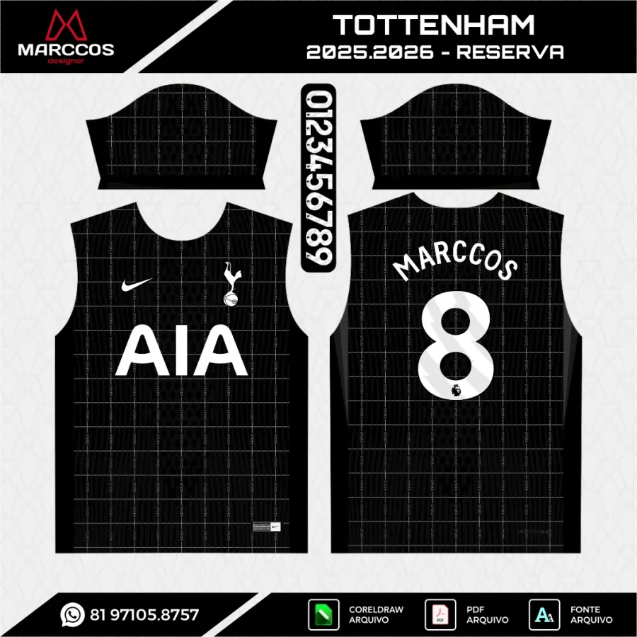 Arte Vetor Camisa Tottenham Reserva 2025.2026