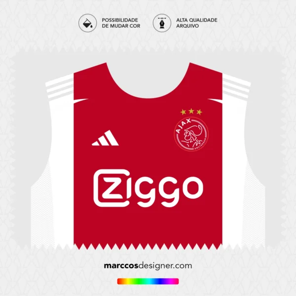 Arte Vetor Camisa Ajax Titular 2024.2025