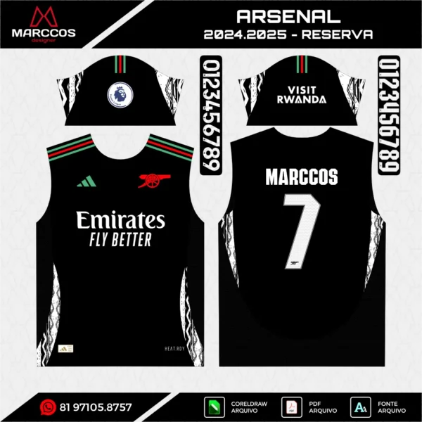 Arte Vetor Camisa Arsenal Reserva 2024.2025