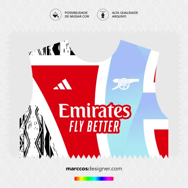Arte Vetor Camisa Arsenal Pré-Jogo 2024.2025