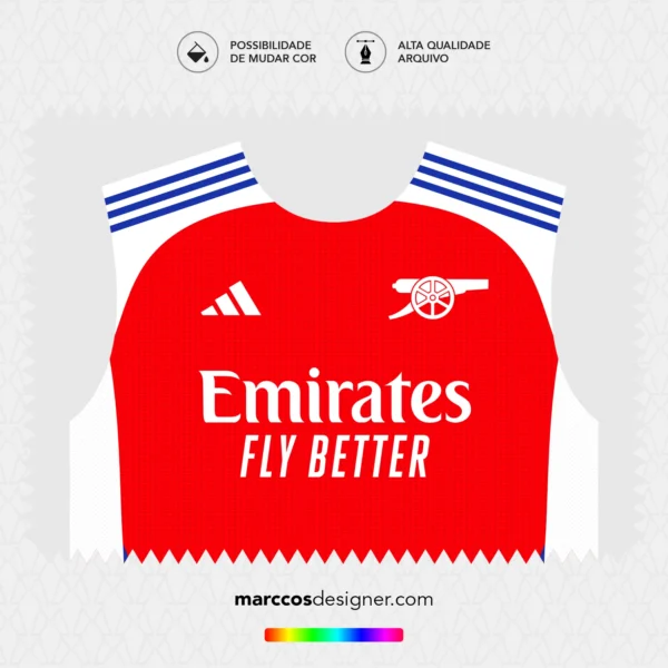 Arte Vetor Camisa Arsenal Titular 2024.2025