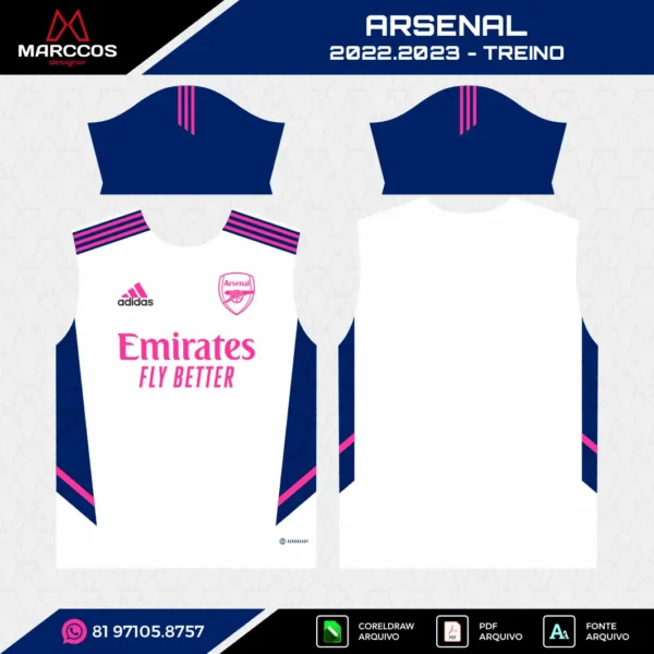 Arte Vetor Camisa Arsenal Treino 2022.2023