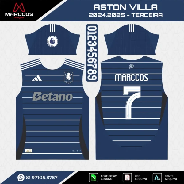 Arte Vetor Terceira Camisa Aston Villa 2024.2025