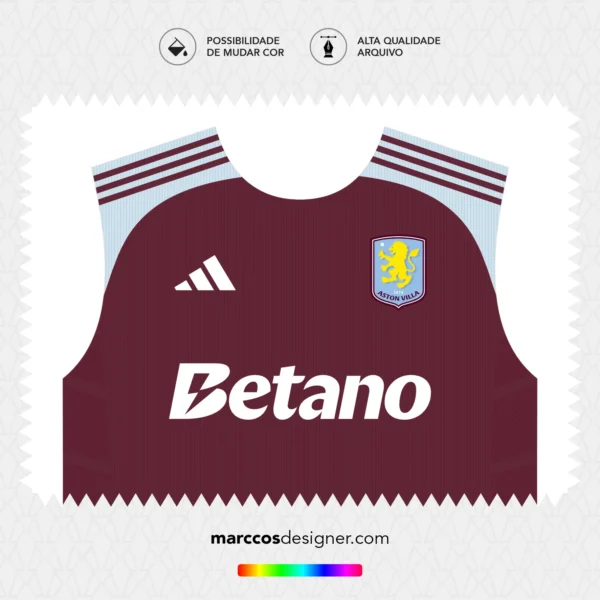 Arte Vetor Camisa Aston Villa Titular 2024.2025