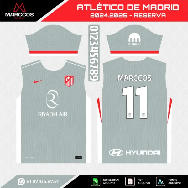 Arte Vetor Camisa Atlético de Madrid 2024.2025