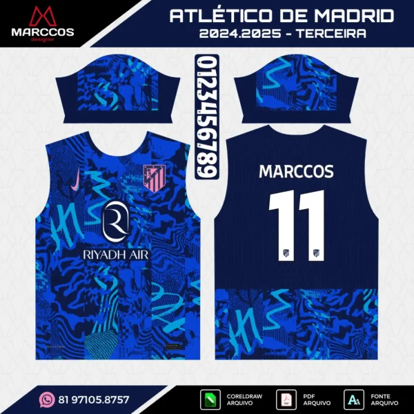 Arte Vetor Terceira Camisa Atlético de Madrid 2024.2025