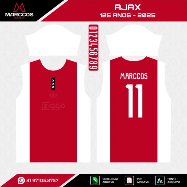 Arte Vetor Camisa Ajax 125 Anos 2025