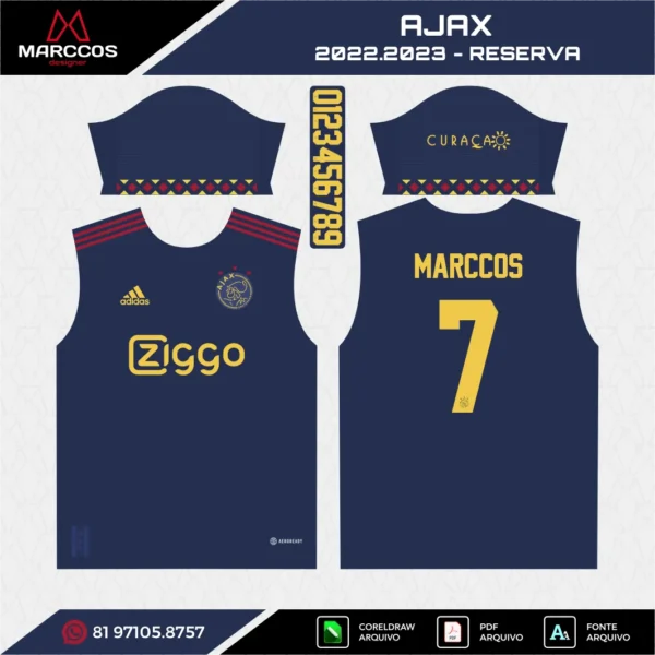 Arte Vetor Camisa Ajax Reserva 2022.2023
