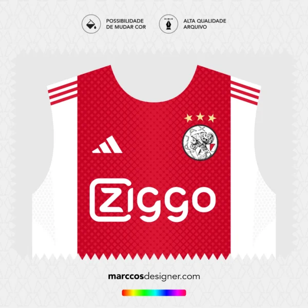 Arte Vetor Camisa Ajax Titular 2025.2026