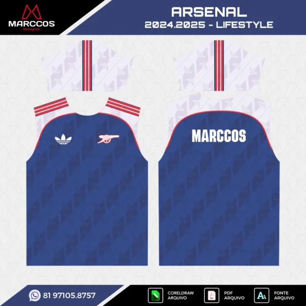 Arte Vetor Camisa Arsenal Lifestyle 2025.2026