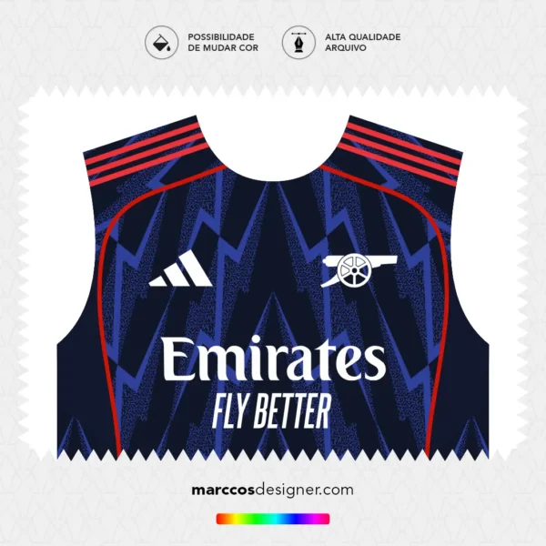 Arte Vetor Camisa Arsenal Reserva 2025.2026