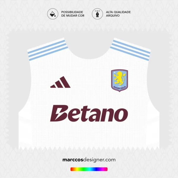 Arte Vetor Camisa Aston Villa Reserva 2024.2025