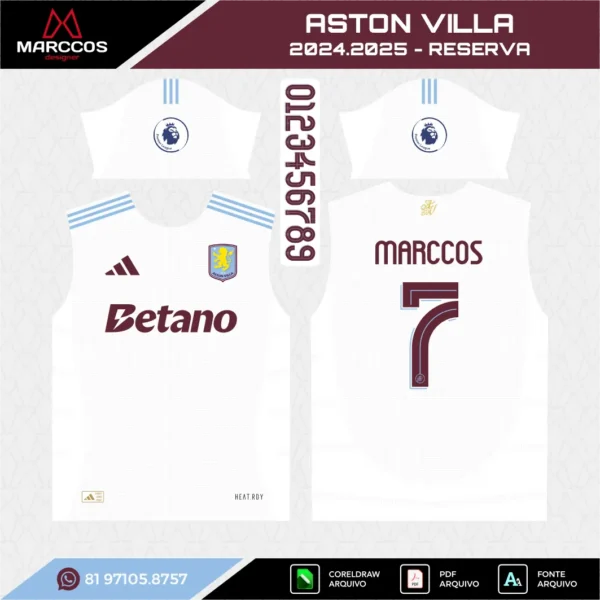 Arte Vetor Camisa Aston Villa Reserva 2024.2025