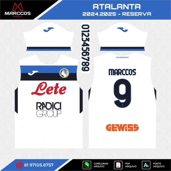 Arte Vetor Camisa Atalanta Reserva 2024.2025