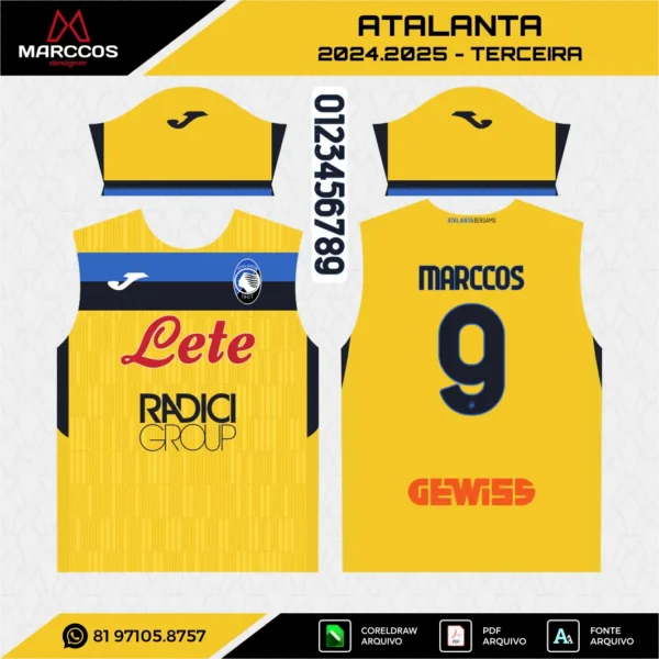 Arte Vetor Terceira Camisa Atalanta 2024.2025