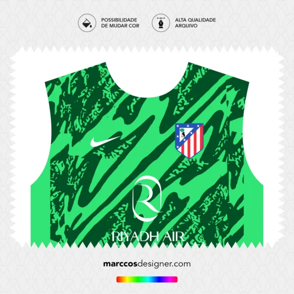 Arte Vetor Camisa Atlético de Madrid Goleiro 2024.2025