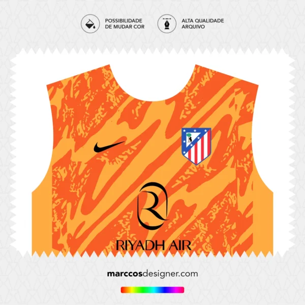 Arte Vetor Camisa Atlético de Madrid Goleiro 2024.2025