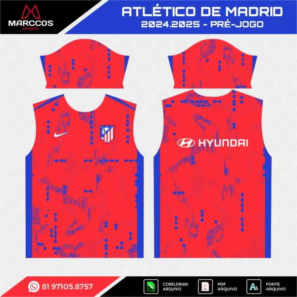 Arte Vetor Camisa Atlético de Madrid Pré-Jogo 2024.2025