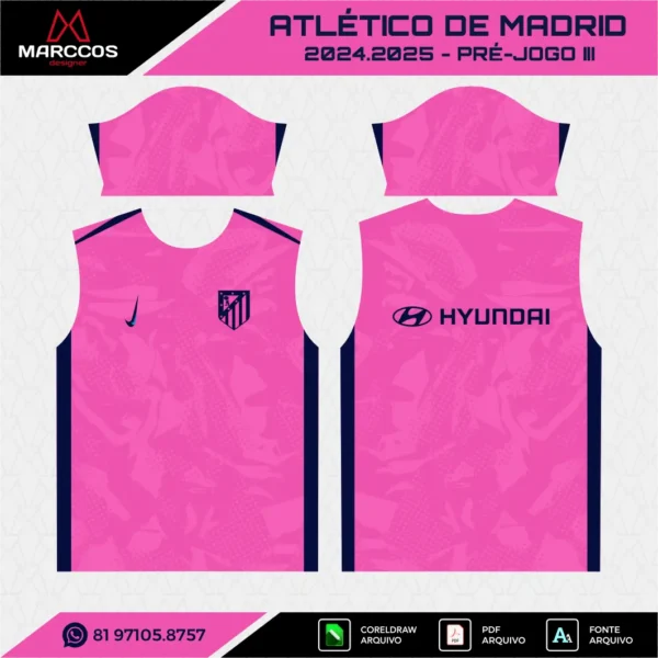 Arte Vetor Camisa Atlético de Madrid Pré-Jogo 2024.2025