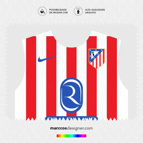 Arte Vetor Camisa Atlético de Madrid Titular 2025.2026