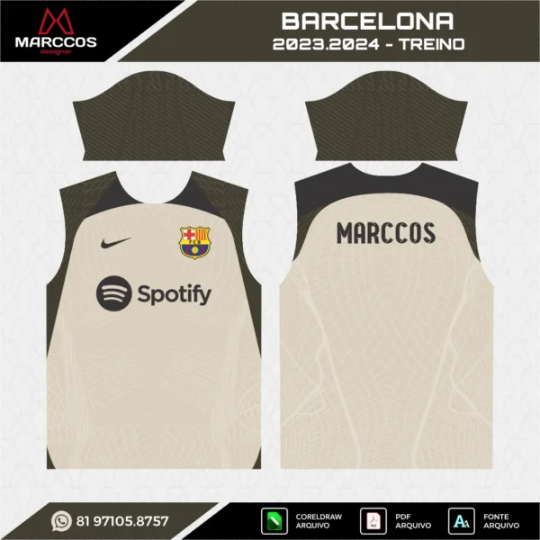 Arte Vetor Camisa Barcelona Treino 2023.2024